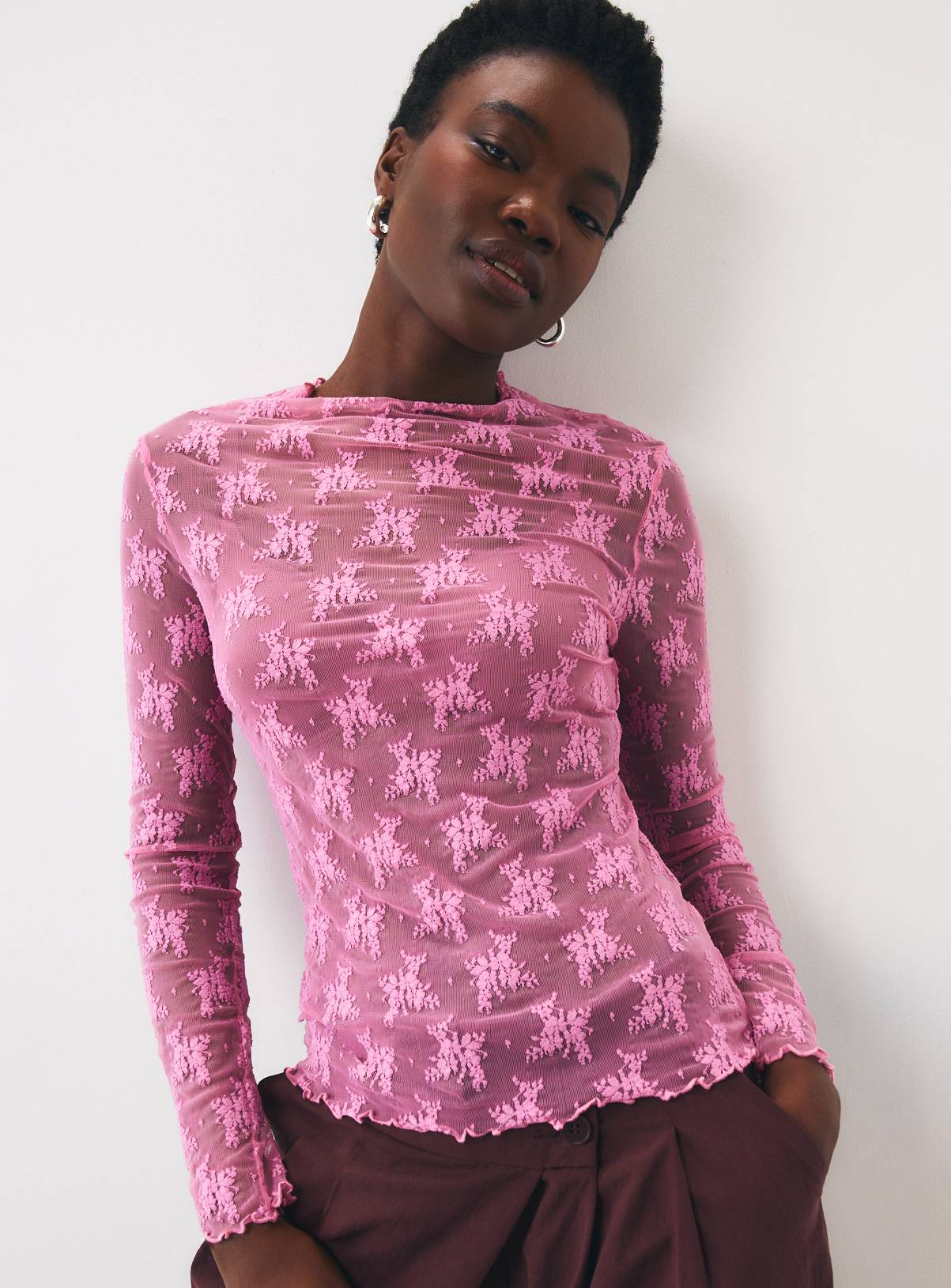 Bright Pink Decadence Lace Second Skin Top 20 - Image 1